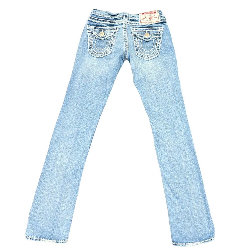 True Religion Jeans Y2K Billy Super T Low Rise Flap Pocket Straight Leg Denim 25
